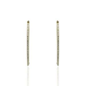 Estate 18K Yellow Gold Diamond Hoop Earrings